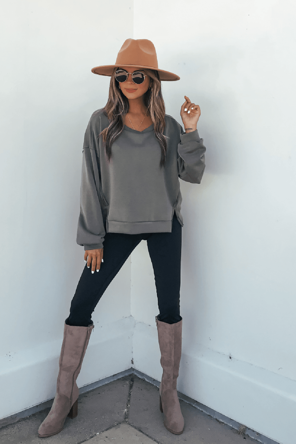 Olive Soft Cloud Scuba Top - FINAL SALE