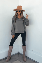 Olive Soft Cloud Scuba Top - FINAL SALE