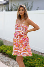 Pink Multi Floral Print Smock Tiered Mini Dress