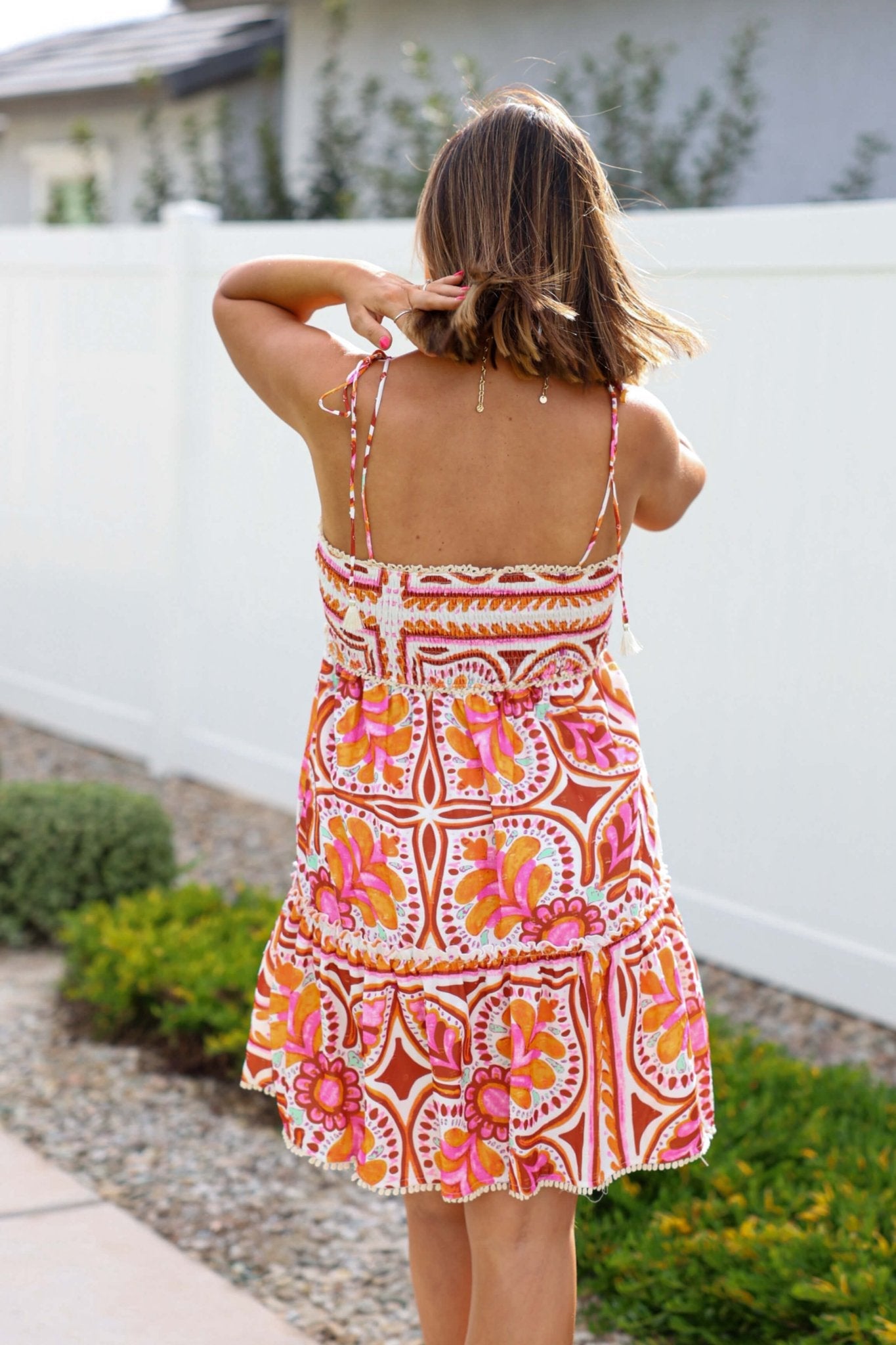 Pink Multi Floral Print Smock Tiered Mini Dress