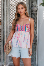 Pink Solstice Embroidered Tank Top