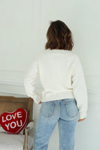 Red and White 3D Heart Sweater - FINAL SALE