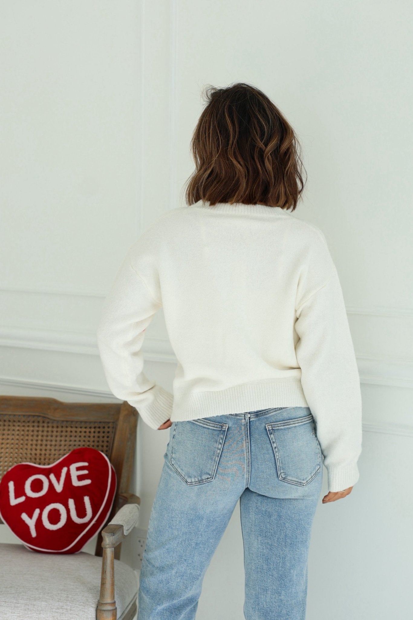 Red and White 3D Heart Sweater - FINAL SALE