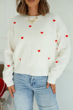Red and White 3D Heart Sweater - FINAL SALE