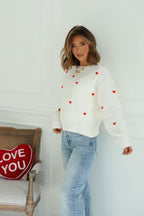 Red and White 3D Heart Sweater - FINAL SALE