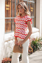 Red Multi Chevron Knit Sweater
