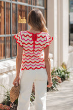 Red Multi Chevron Knit Sweater