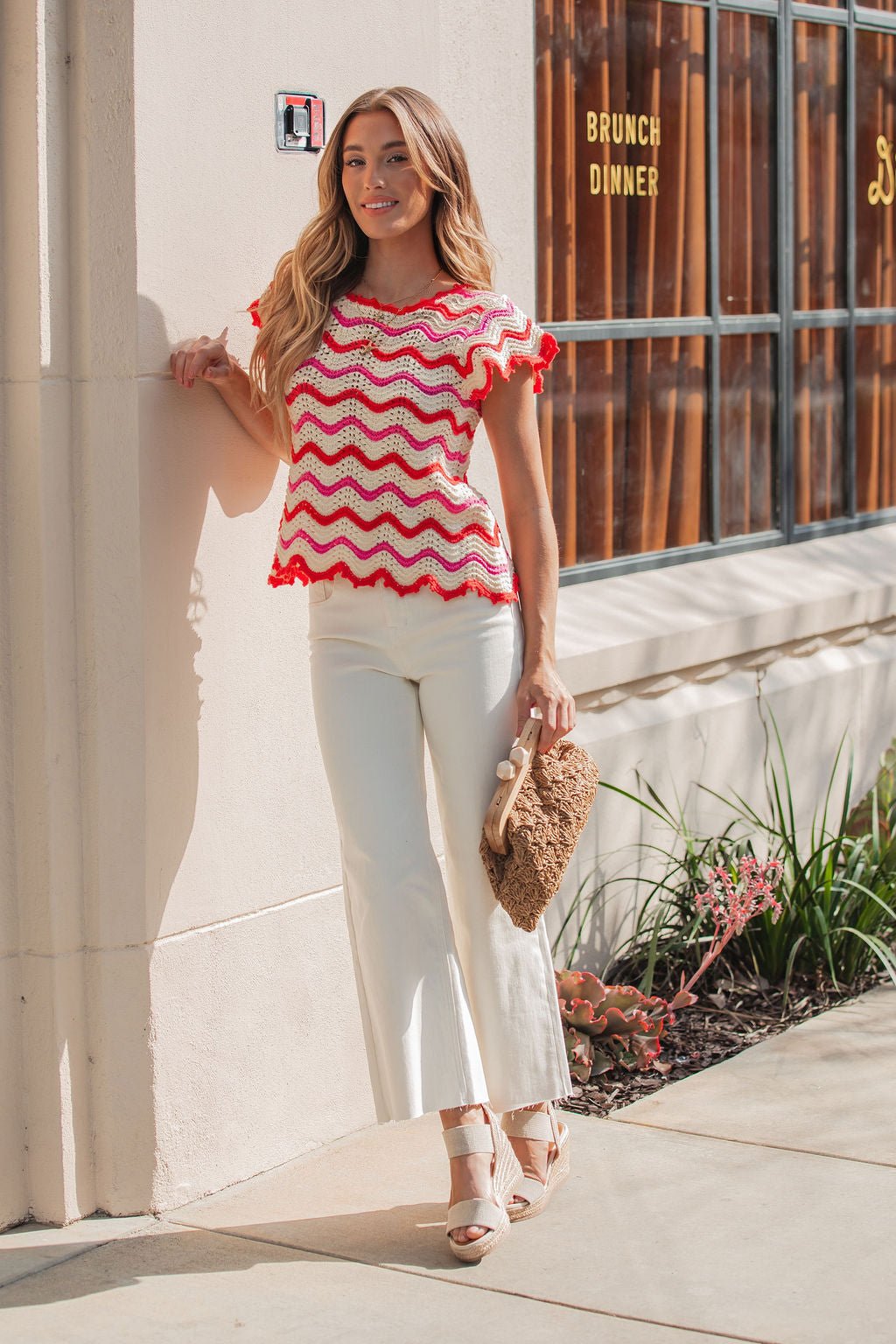 Red Multi Chevron Knit Sweater