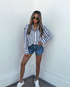 Red White & Blue Striped Button Down Shirt