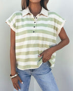 Sage and Ivory Striped Button Up Shirt
