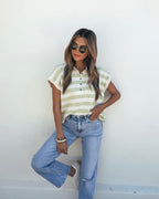 Sage and Ivory Striped Button Up Shirt