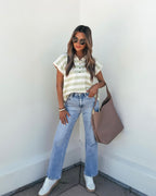 Sage and Ivory Striped Button Up Shirt