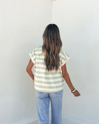 Sage and Ivory Striped Button Up Shirt