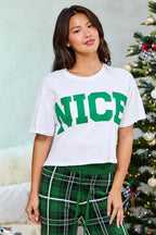 Santa's Nice List Graphic Tee - Green - FINAL SALE
