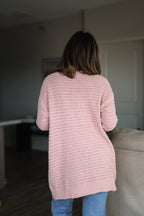 Soft Fuzzy Ribbed Duster Cardigan - Pink Lavender - FINAL SALE