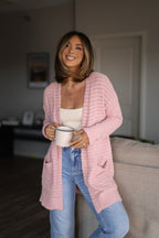Soft Fuzzy Ribbed Duster Cardigan - Pink Lavender - FINAL SALE