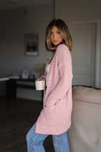 Soft Fuzzy Ribbed Duster Cardigan - Pink Lavender - FINAL SALE