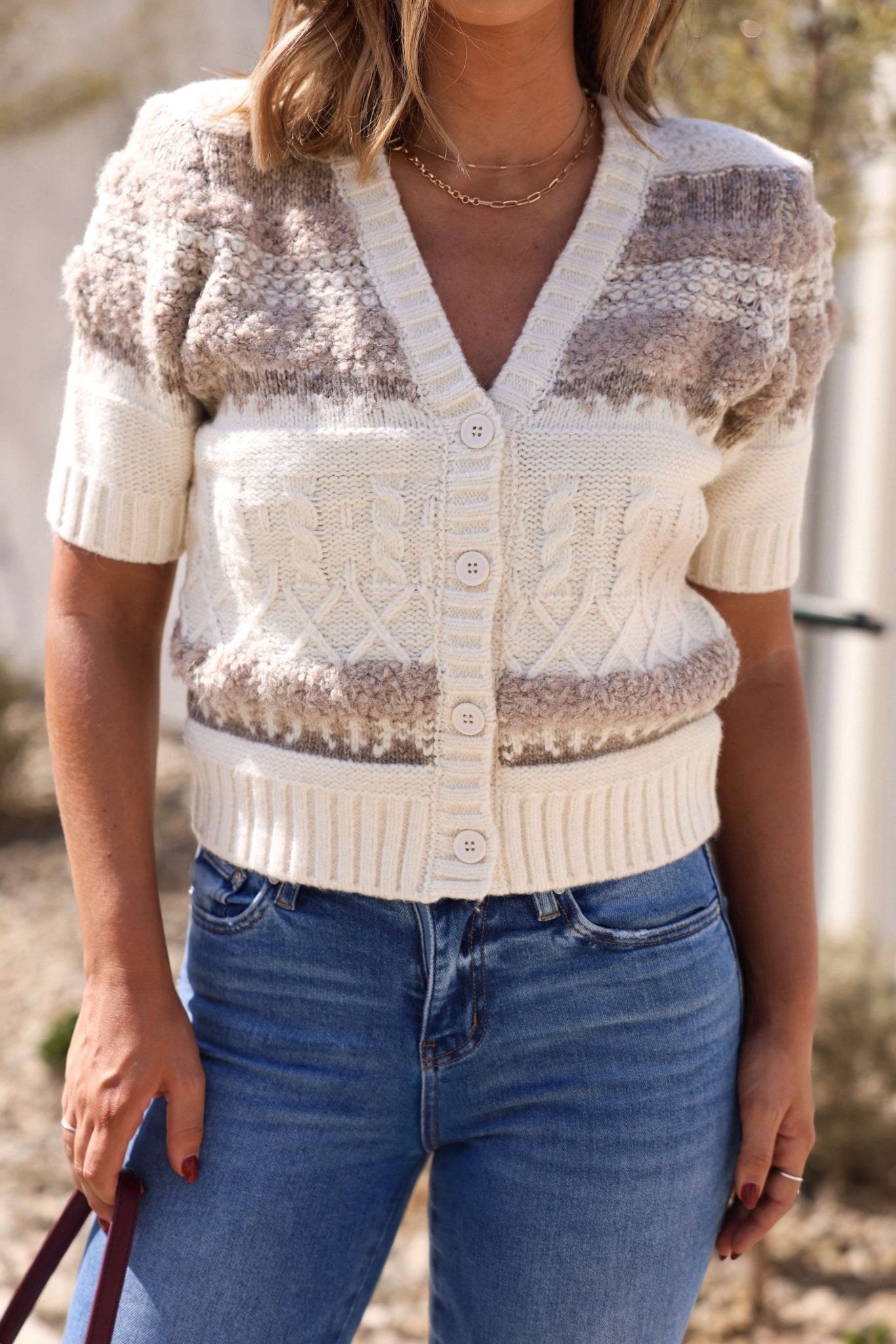 Steve Madden Janae Cream Multi Sweater Cardigan - FINAL SALE