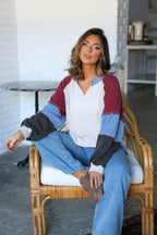Stone Multi Color Block Ribbed Pullover-FINAL SALE