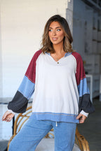 Stone Multi Color Block Ribbed Pullover-FINAL SALE
