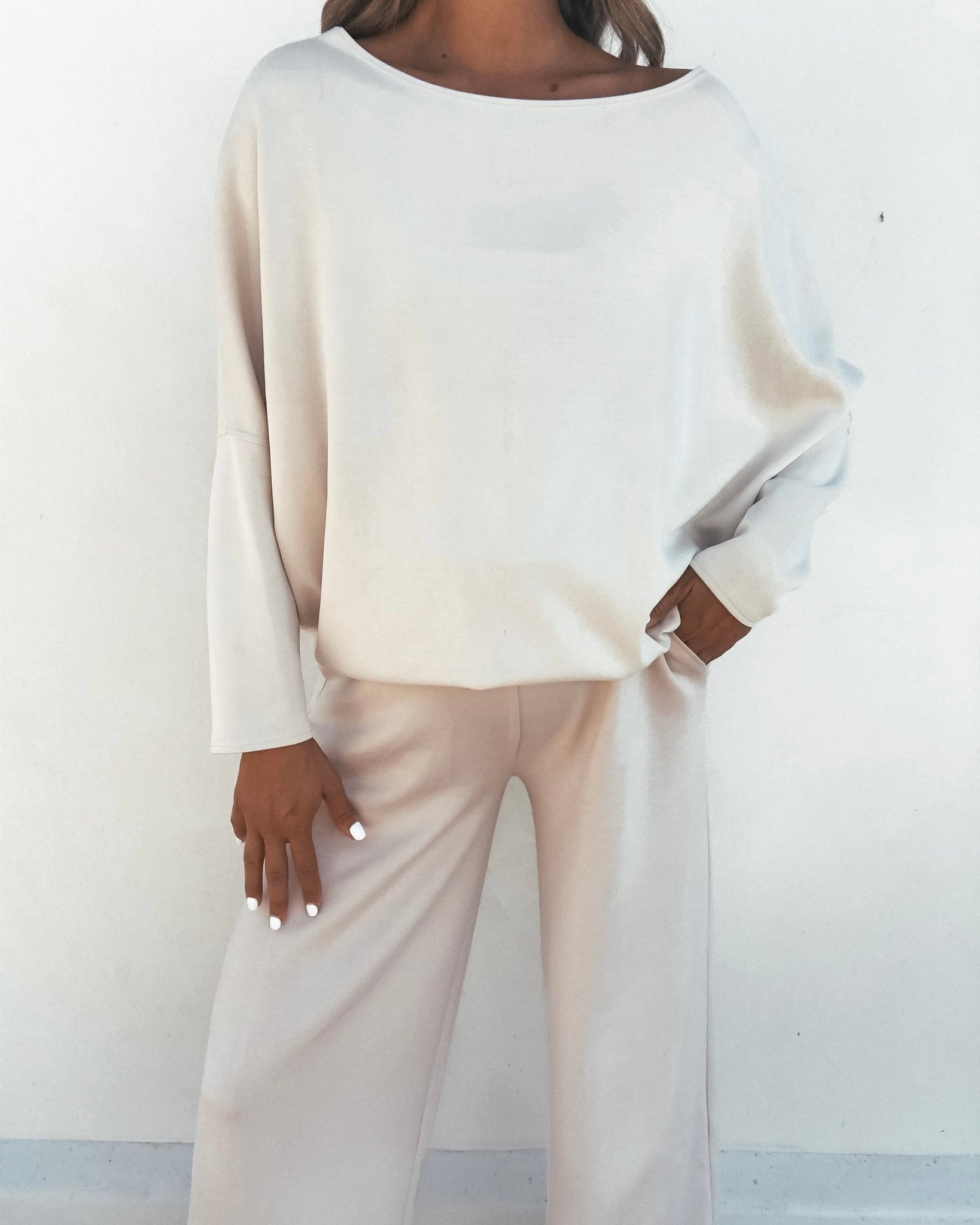 Stone Off The Shoulder Scuba Top - FINAL SALE