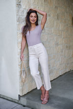 Stretchy Basic Scoop Neck Bodysuit - Grey - FINAL SALE