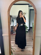 Sunrise Short Sleeve Top & Maxi Skirt Black Set
