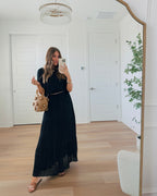 Sunrise Short Sleeve Top & Maxi Skirt Black Set