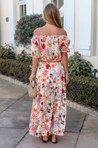 Sunset Bloom Multi Print Tiered Maxi Skirt
