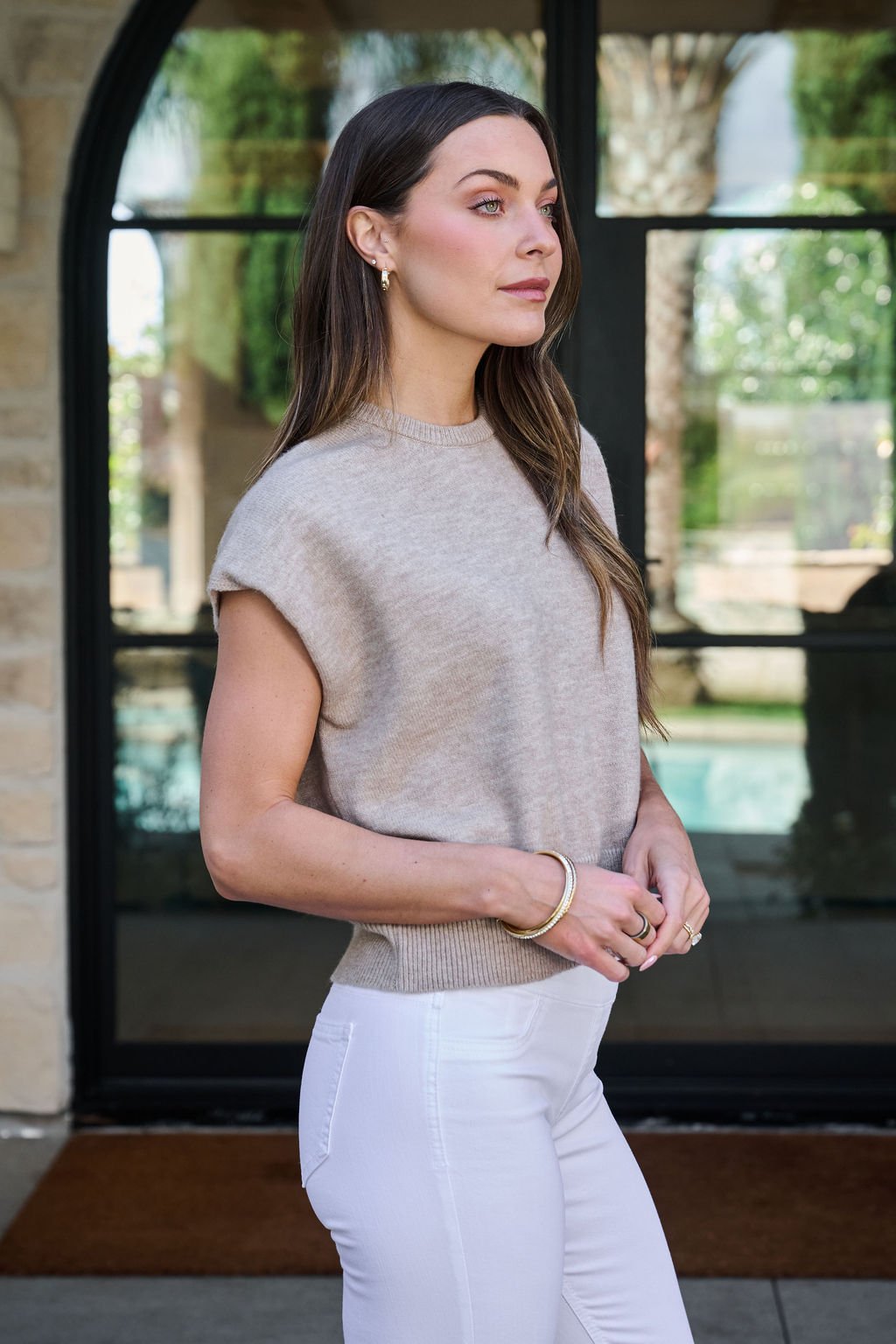 Taupe Two Tone Ribbed Sweater - FINAL SALE