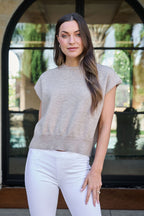 Taupe Two Tone Ribbed Sweater - FINAL SALE