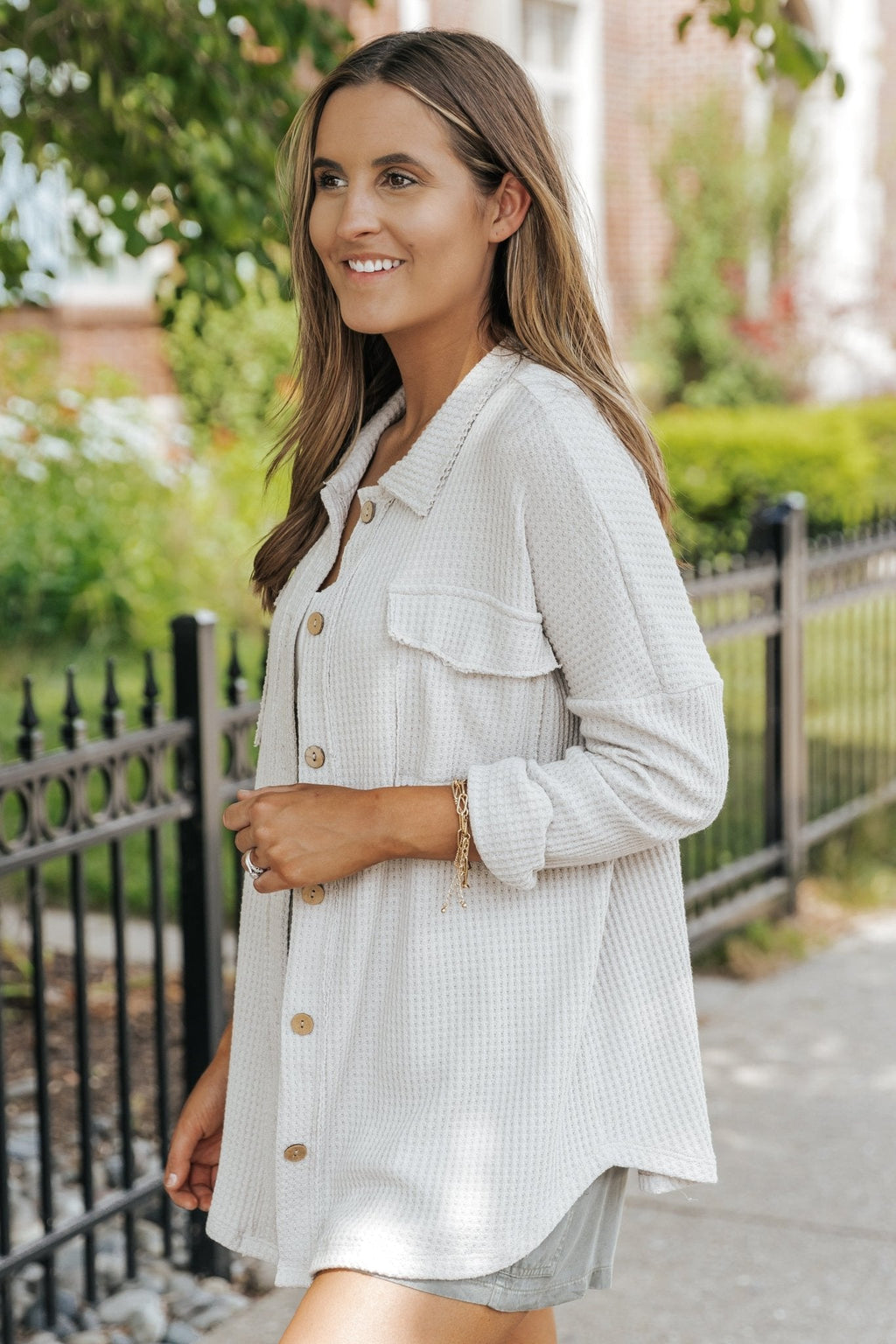Taupe Waffle Knit Shacket