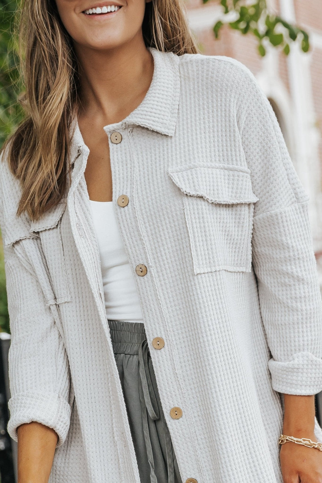 Taupe Waffle Knit Shacket