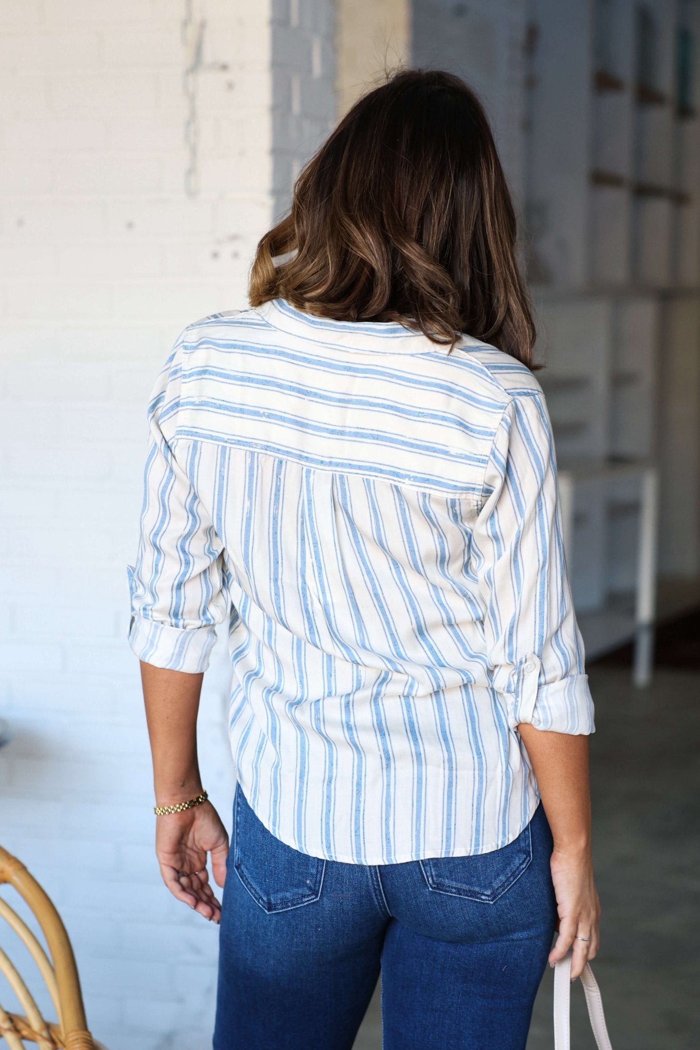 Thread and Supply Anna Blue Striped Shirt