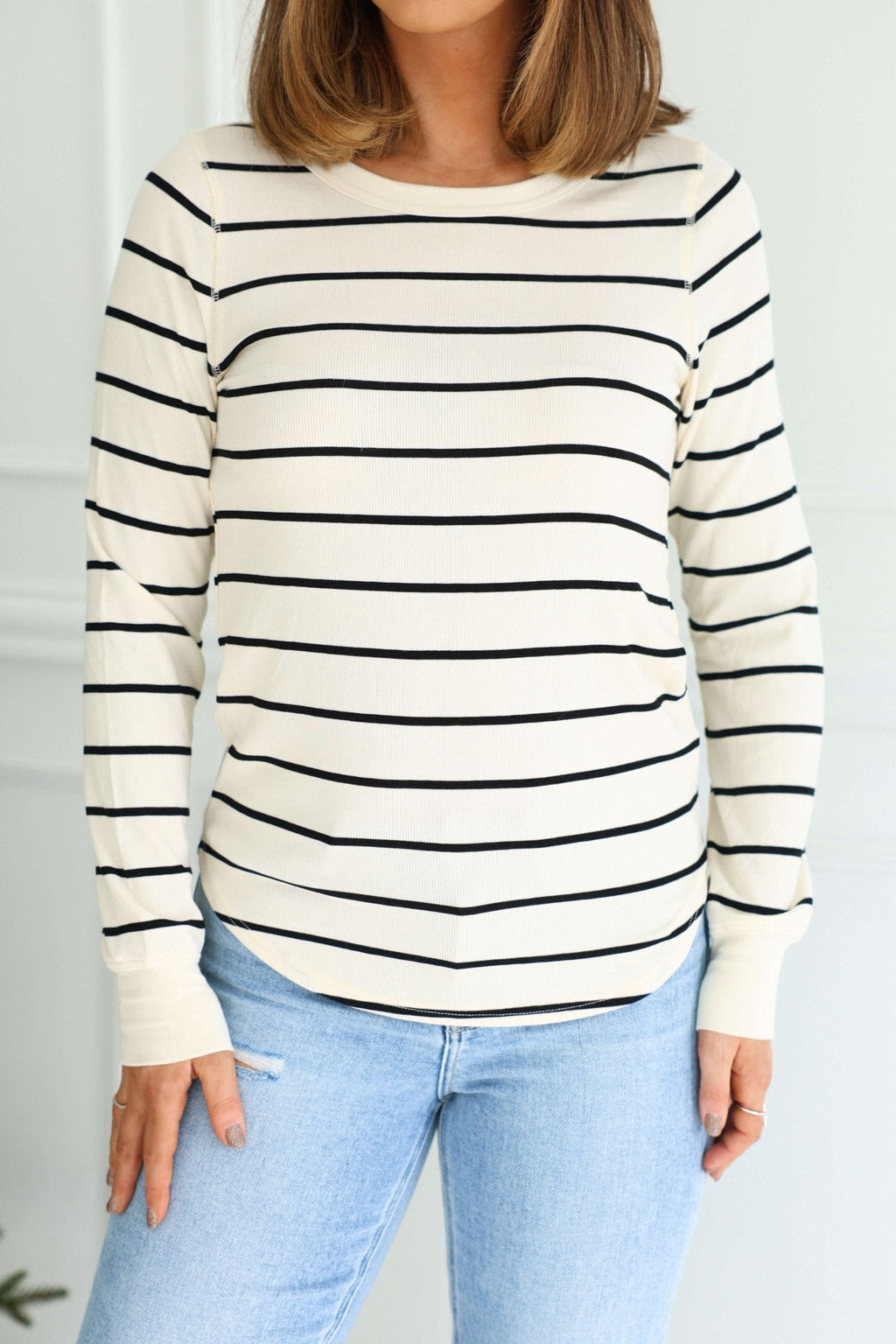 Thread and Supply Ivory Striped Top - FINAL SALE