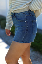 Thread and Supply Medium Wash Rowan Mid Rise Shorts