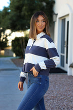 Thread and Supply Navy Stripe Button Up Top - FINAL SALE
