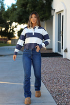 Thread and Supply Navy Stripe Button Up Top - FINAL SALE