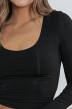 Ultra-Stretchy Scoop Neck Top - BLACK - FINAL SALE