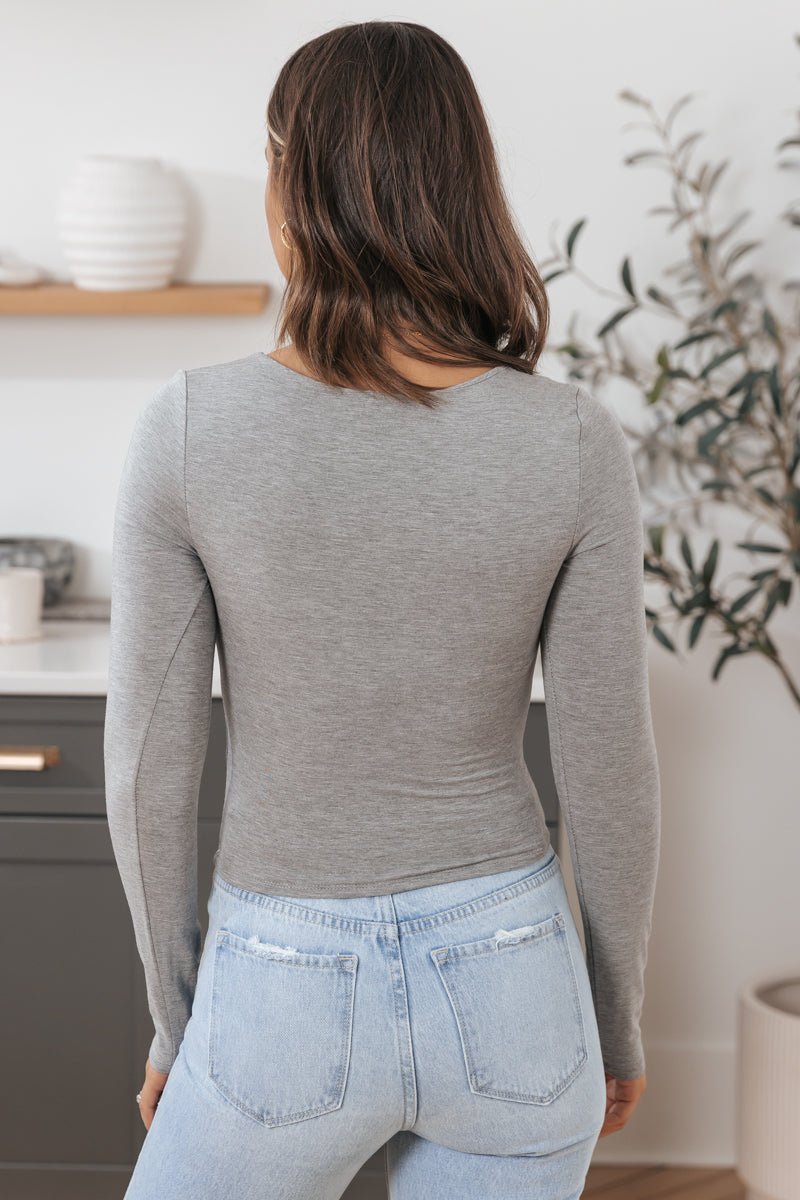 Ultra-Stretchy Scoop Neck Top - GREY - FINAL SALE