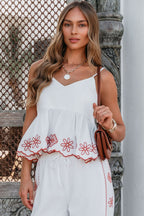 Veranda White Embroidered Babydoll Tank Top