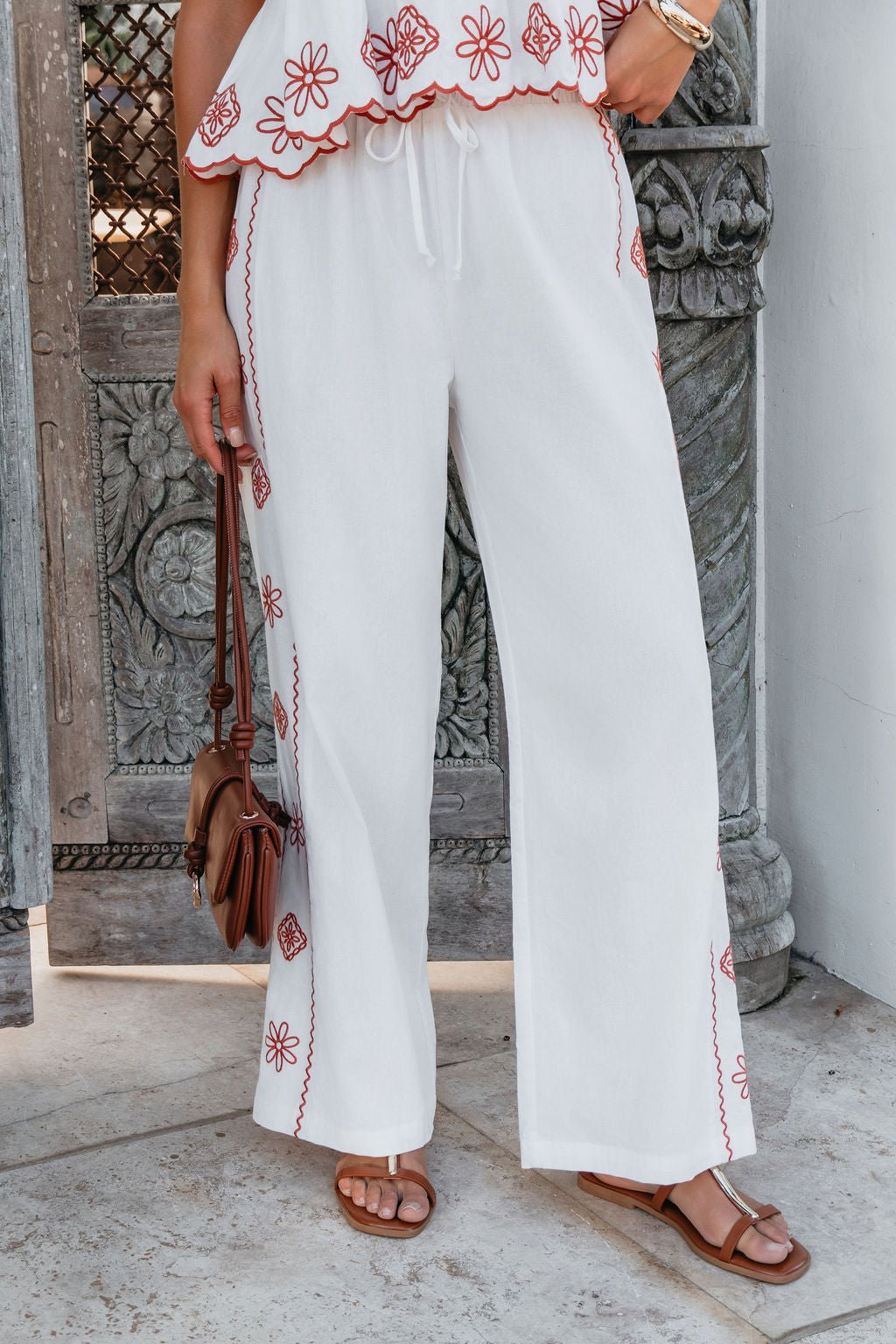 Veranda White Embroidered Pants