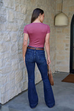 Vervet Dark Wash Mid Rise Flare Jeans