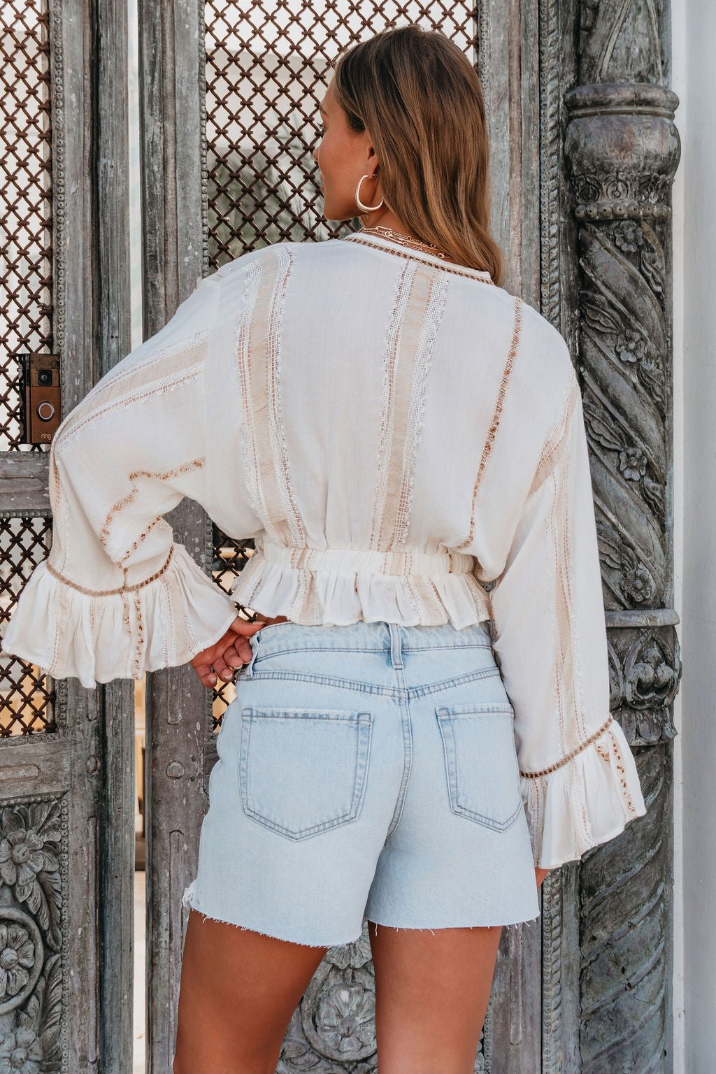 Vervet Light Wash Distressed Denim Shorts
