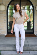 White Mid Rise Flare Pull-On Jeggings